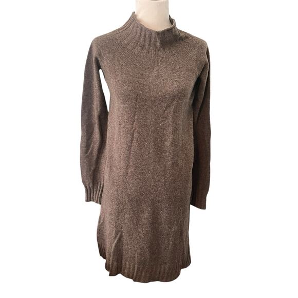 Hawico Scottish 100% Cashmere Turtleneck Dress •S• Brown Sweater Scotland $1195 - Picture 1 of 9